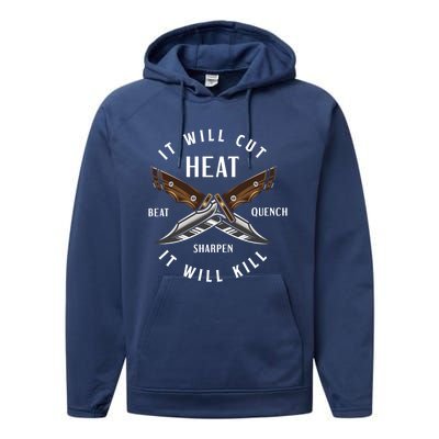 Fire Forged Knife Maker Bladesmith Blacksmith Gift Performance Fleece Hoodie