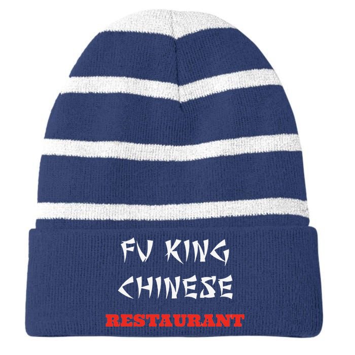 Funny Fu King Chinese Restaurant Joke Novelty Striped Beanie with Solid Band