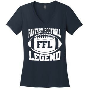 FFL Fantasy Football Legend Sports Fan Women's V-Neck T-Shirt