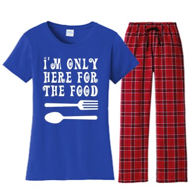 Funny Food Lover I'm Only Here For The Food Foodie Blogger Gift Women's Flannel Pajama Set