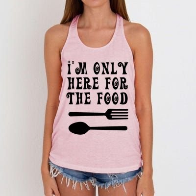 Funny Food Lover I'm Only Here For The Food Foodie Blogger Gift Women's Knotted Racerback Tank