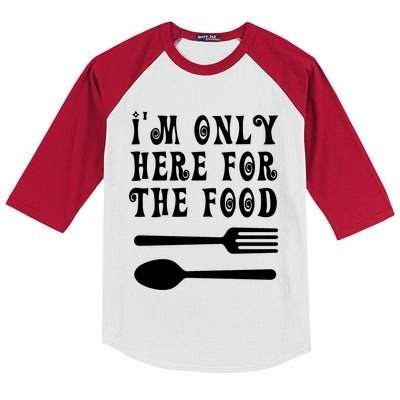 Funny Food Lover I'm Only Here For The Food Foodie Blogger Gift Kids Colorblock Raglan Jersey