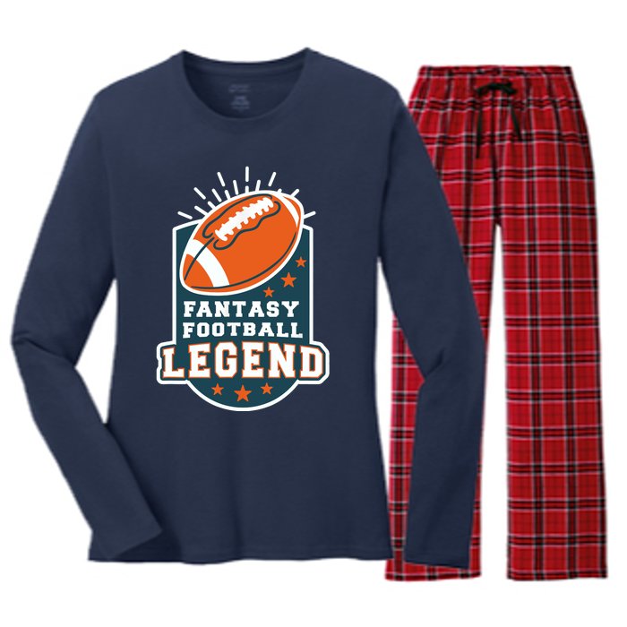 Fantasy Football League Legend Trophy Women's Long Sleeve Flannel Pajama Set 