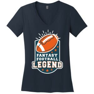 Fantasy Football League Legend Trophy Women's V-Neck T-Shirt