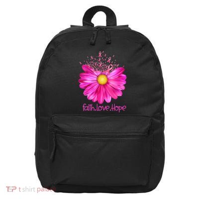 Floral Faith Love Hope Breast Cancer Awareness 16 in Basic Backpack