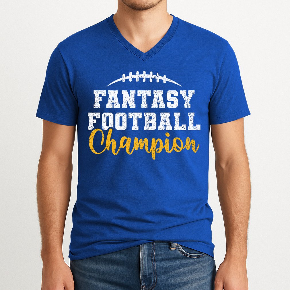 Fantasy Football League Winner Fantasy Football Champion Gift V-Neck T-Shirt