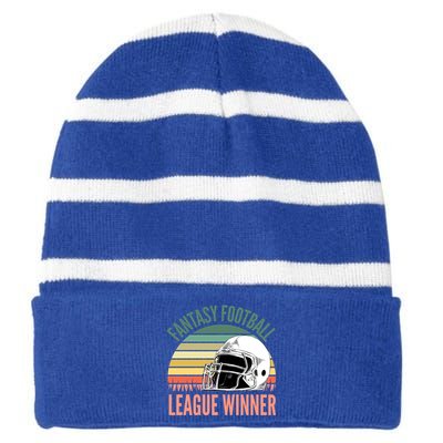 Fantasy Football League Winner Gift Striped Beanie with Solid Band