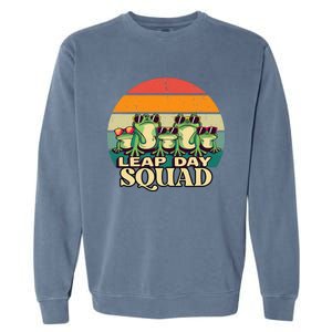 Funny Frog Lover Leap Day Squad February 29 Cool Retro Style Garment-Dyed Sweatshirt