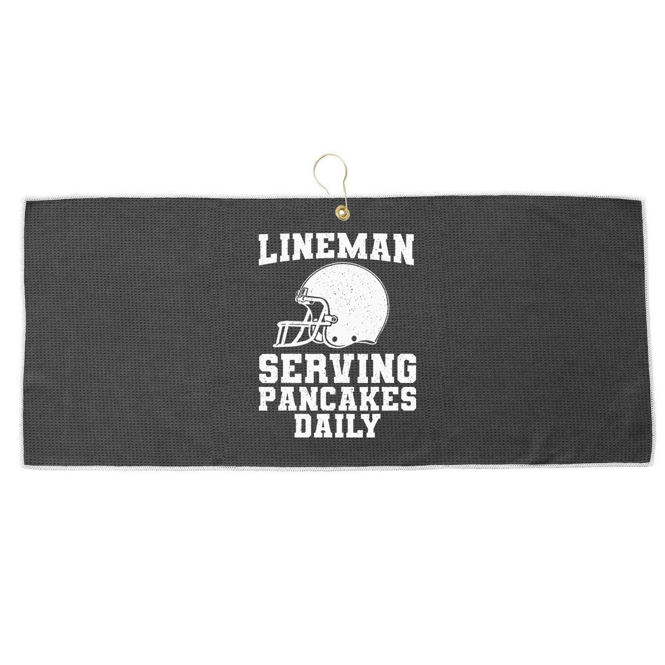 Funny Football Lineman Art For Offensive Lineman Large Microfiber Waffle Golf Towel