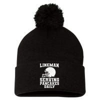 Funny Football Lineman Art For Offensive Lineman Pom Pom 12in Knit Beanie