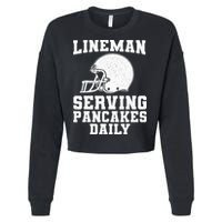 Funny Football Lineman Art For Offensive Lineman Cropped Pullover Crew