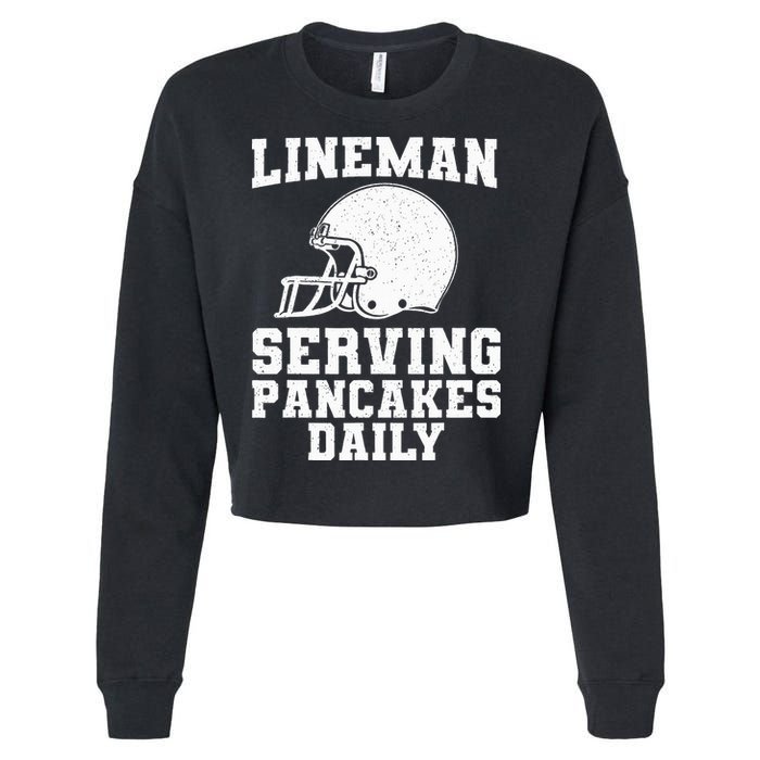 Funny Football Lineman Art For Offensive Lineman Cropped Pullover Crew