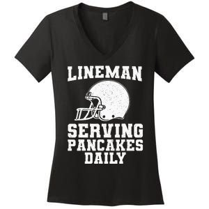 Funny Football Lineman Art For Offensive Lineman Women's V-Neck T-Shirt