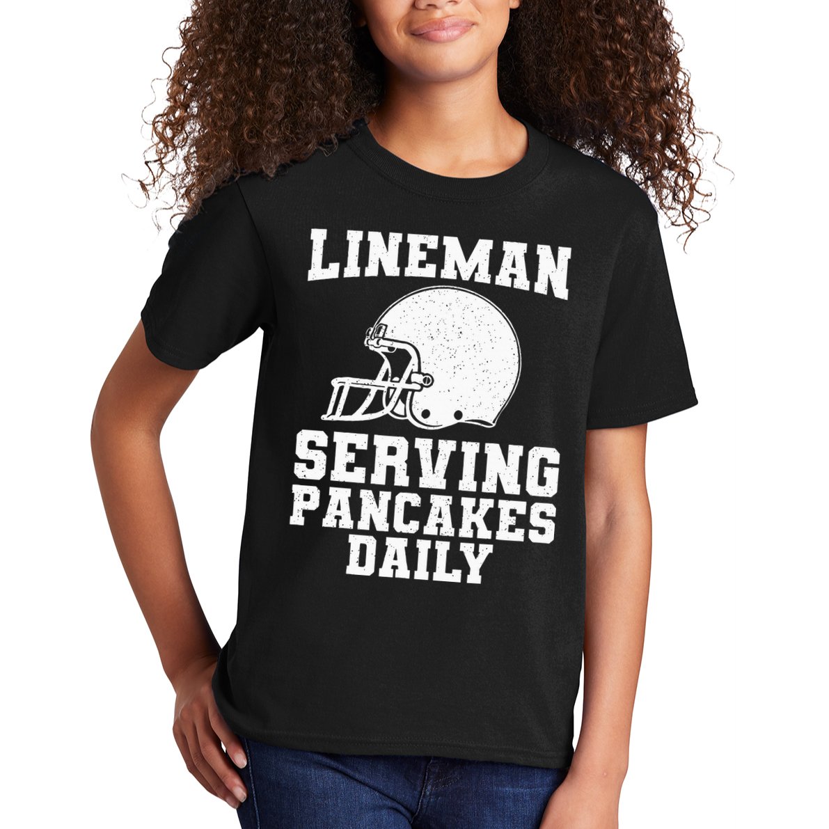 Funny Football Lineman Art For Offensive Lineman Kids T-Shirt