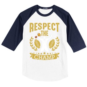 Fantasy Football League Champion Respect The Champ Trophy Gift Baseball Sleeve Shirt