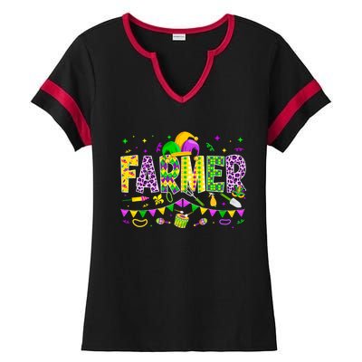 Funny Farmer Lover Mardi Gras Carnival Party Meaningful Gift Ladies Halftime Notch Neck Tee