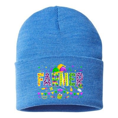 Funny Farmer Lover Mardi Gras Carnival Party Meaningful Gift Sustainable Knit Beanie