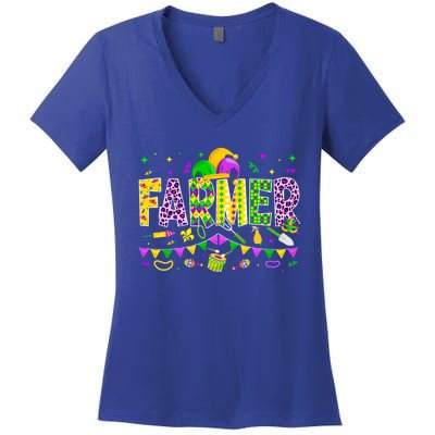 Funny Farmer Lover Mardi Gras Carnival Party Meaningful Gift Women's V-Neck T-Shirt