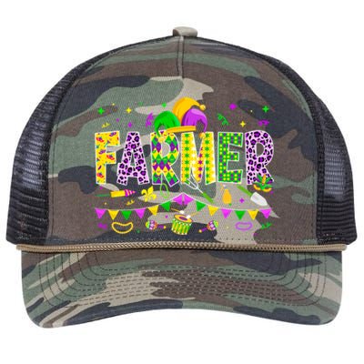 Funny Farmer Lover Mardi Gras Carnival Party Meaningful Gift Retro Rope Trucker Hat Cap