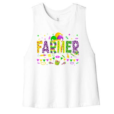 Funny Farmer Lover Mardi Gras Carnival Party Meaningful Gift Women's Racerback Cropped Tank