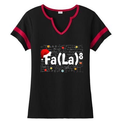 Funny Fa La 8 Merry Xmas Song Math Teacher Santa Hat Ladies Halftime Notch Neck Tee