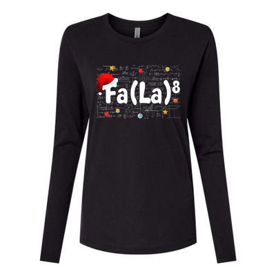 Funny Fa La 8 Merry Xmas Song Math Teacher Santa Hat Womens Cotton Relaxed Long Sleeve T-Shirt