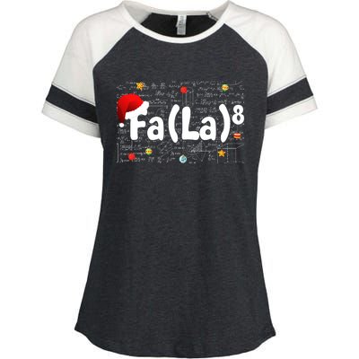 Funny Fa La 8 Merry Xmas Song Math Teacher Santa Hat Enza Ladies Jersey Colorblock Tee