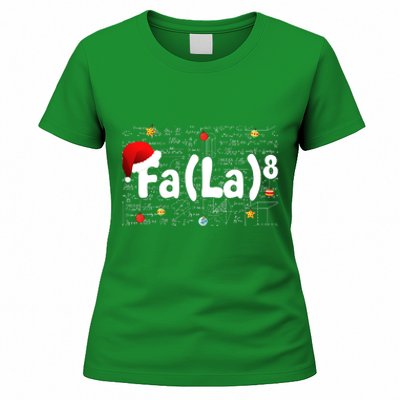 Funny Fa La 8 Merry Xmas Song Math Teacher Santa Hat Women's T-Shirt