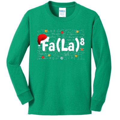 Funny Fa La 8 Merry Xmas Song Math Teacher Santa Hat Kids Long Sleeve Shirt