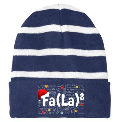 Funny Fa La 8 Merry Xmas Song Math Teacher Santa Hat Striped Beanie with Solid Band