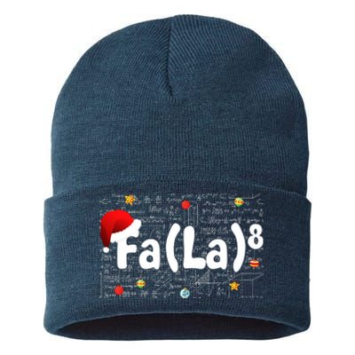 Funny Fa La 8 Merry Xmas Song Math Teacher Santa Hat Sustainable Knit Beanie