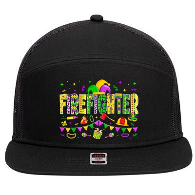 Funny Firefighter Lover Mardi Gras Carnival Party Gift 7 Panel Mesh Trucker Snapback Hat