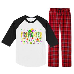 Funny Firefighter Lover Mardi Gras Carnival Party Gift Raglan Sleeve Pajama Set