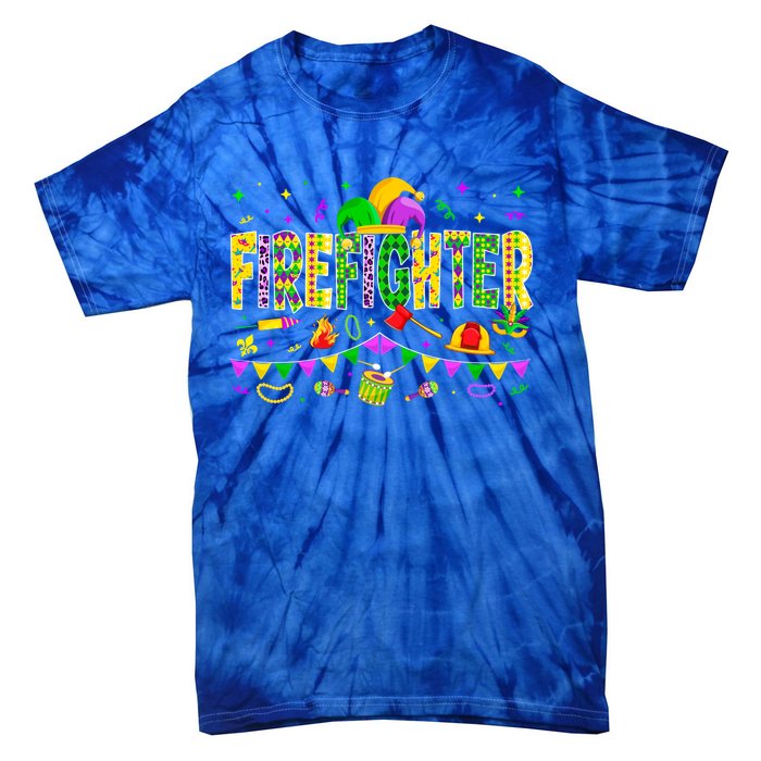 Funny Firefighter Lover Mardi Gras Carnival Party Gift Tie-Dye T-Shirt