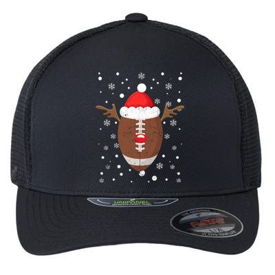 Football Fan Lover Reindeer Antlers Christmas Funny Xmas Elk Gift Flexfit Unipanel Trucker Cap