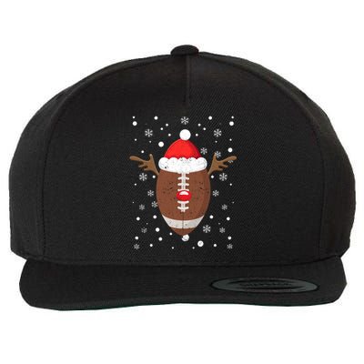 Football Fan Lover Reindeer Antlers Christmas Funny Xmas Elk Gift Wool Snapback Cap