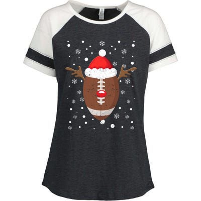 Football Fan Lover Reindeer Antlers Christmas Funny Xmas Elk Gift Enza Ladies Jersey Colorblock Tee