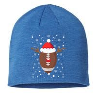 Football Fan Lover Reindeer Antlers Christmas Funny Xmas Elk Gift Sustainable Beanie