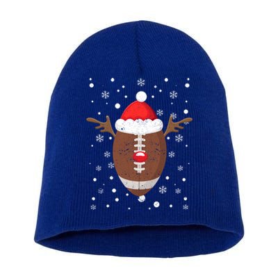 Football Fan Lover Reindeer Antlers Christmas Funny Xmas Elk Gift Short Acrylic Beanie