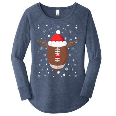 Football Fan Lover Reindeer Antlers Christmas Funny Xmas Elk Gift Women's Perfect Tri Tunic Long Sleeve Shirt