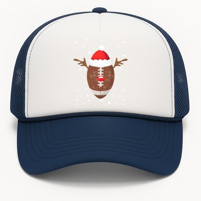 Football Fan Lover Reindeer Antlers Christmas Funny Xmas Elk Gift Trucker Hat