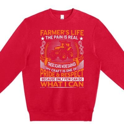 Funny Farmers Life Tractors Planting Crops Men Women Premium Crewneck Sweatshirt