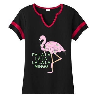 Funny Fa La La La Mingo Flamingo Christmas Gift Ladies Halftime Notch Neck Tee