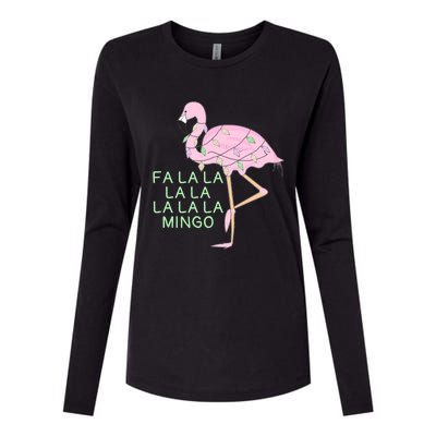 Funny Fa La La La Mingo Flamingo Christmas Gift Womens Cotton Relaxed Long Sleeve T-Shirt