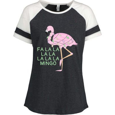 Funny Fa La La La Mingo Flamingo Christmas Gift Enza Ladies Jersey Colorblock Tee