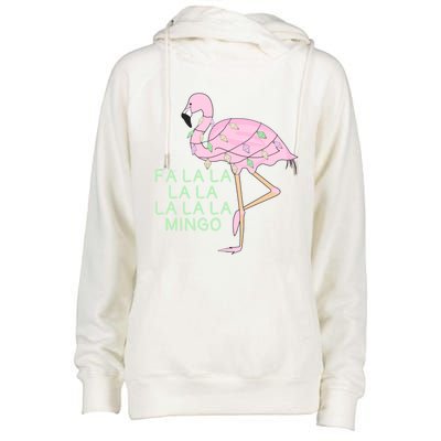 Funny Fa La La La Mingo Flamingo Christmas Gift Womens Funnel Neck Pullover Hood