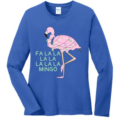 Funny Fa La La La Mingo Flamingo Christmas Gift Ladies Long Sleeve Shirt