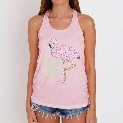 Funny Fa La La La Mingo Flamingo Christmas Gift Women's Knotted Racerback Tank