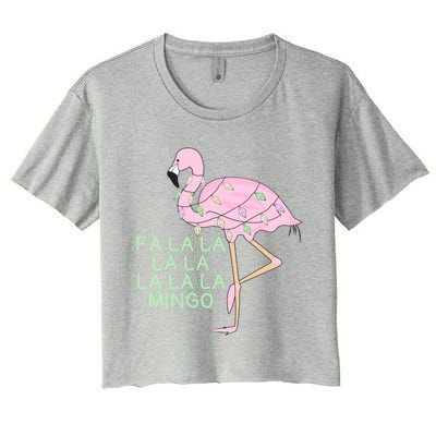 Funny Fa La La La Mingo Flamingo Christmas Gift Women's Crop Top Tee