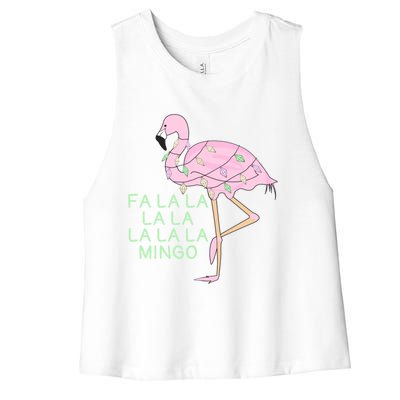 Funny Fa La La La Mingo Flamingo Christmas Gift Women's Racerback Cropped Tank